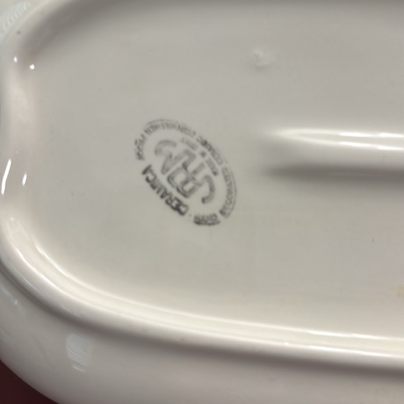 Vintage Varm Italian Olive Green Ceramic Serving Platter 13“ hand decorated - Picture 3 of 5